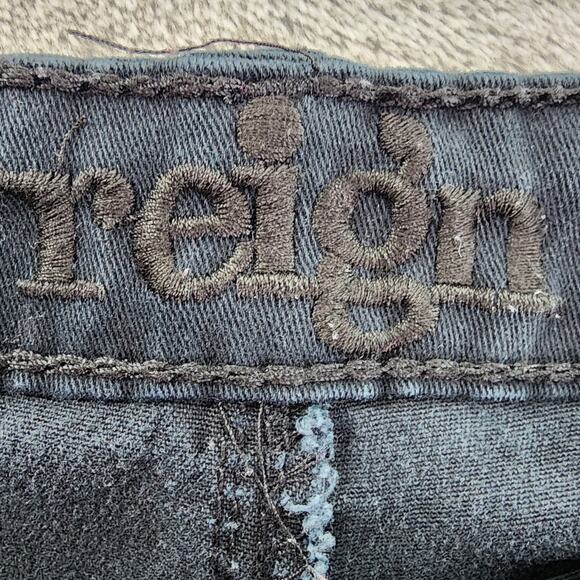 Reign Shorts Womens 20 Faded Black High Rise Cuffed Cut Off Stretch Denim Casual - Picture 4 of 11